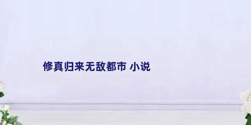 修真归来无敌都市 小说